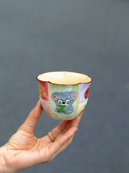 Fruit Koala Professor Hand - Painted CupCoarse Pottery
