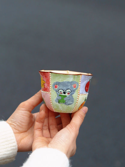 Fruit Koala Professor Hand - Painted CupCoarse Pottery