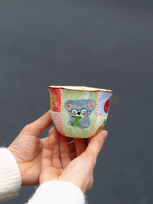 Fruit Koala Professor Hand - Painted CupCoarse Pottery