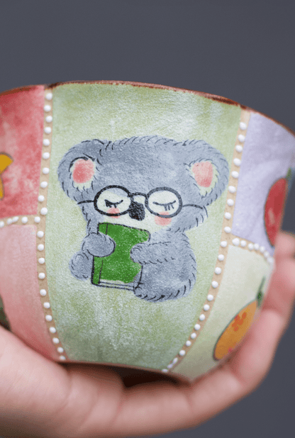 Fruit Koala Professor Hand - Painted CupCoarse Pottery