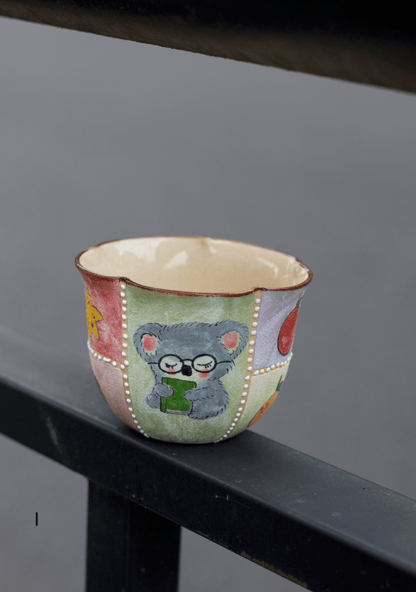 Fruit Koala Professor Hand - Painted CupCoarse Pottery