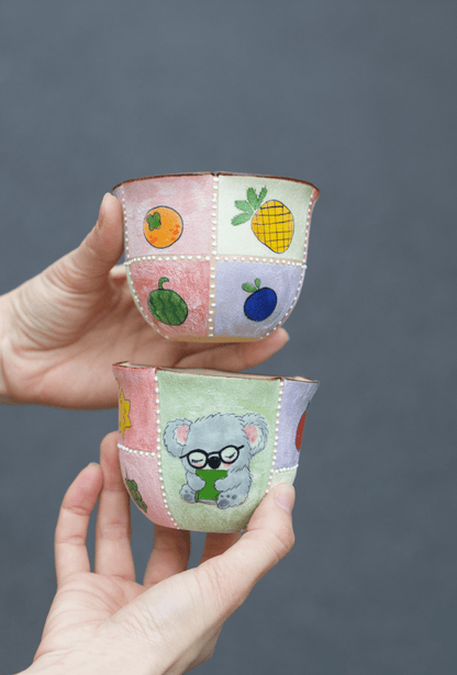 Fruit Koala Professor Hand - Painted CupCoarse Pottery