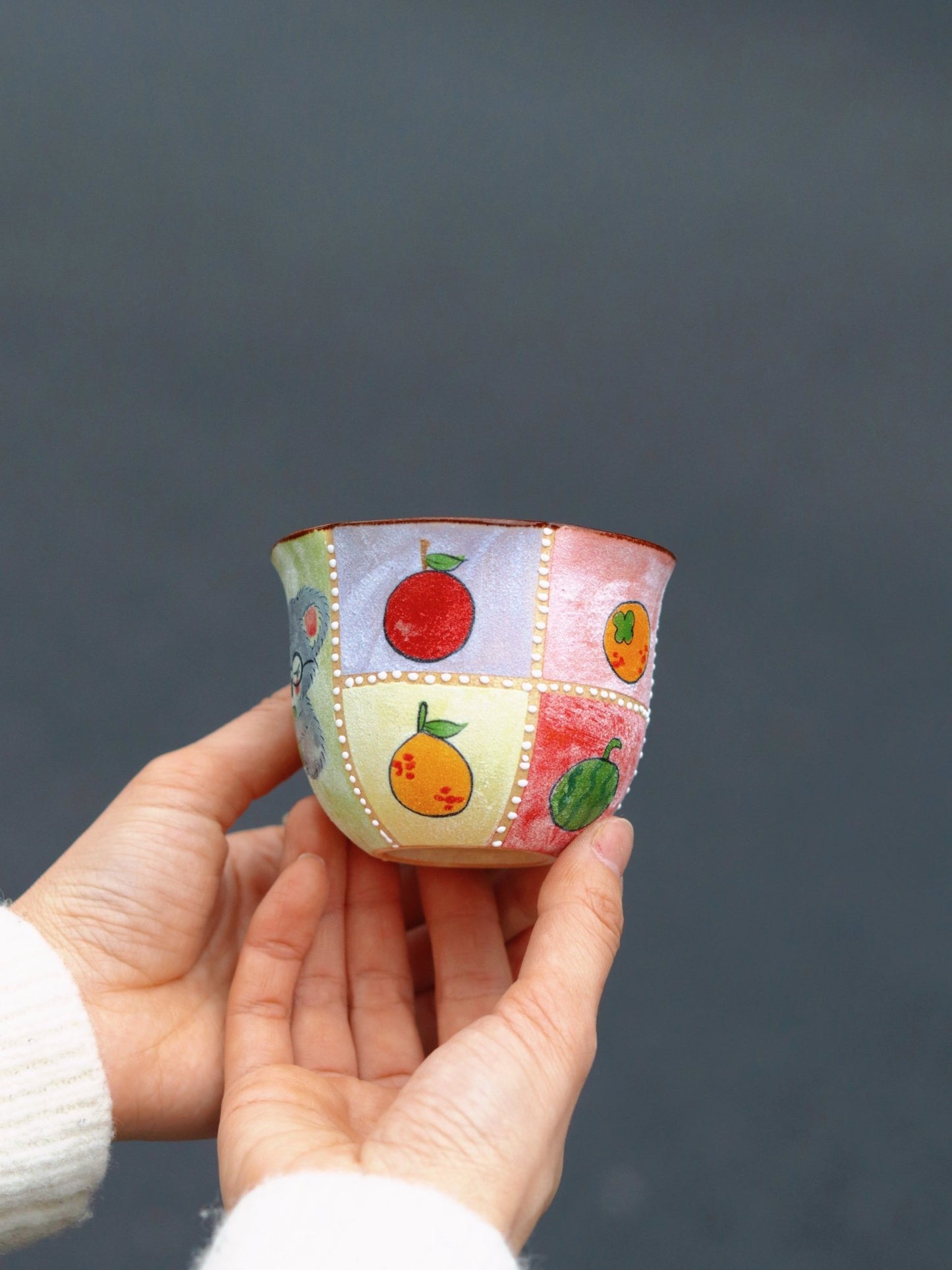 Fruit Koala Professor Hand - Painted CupCoarse Pottery