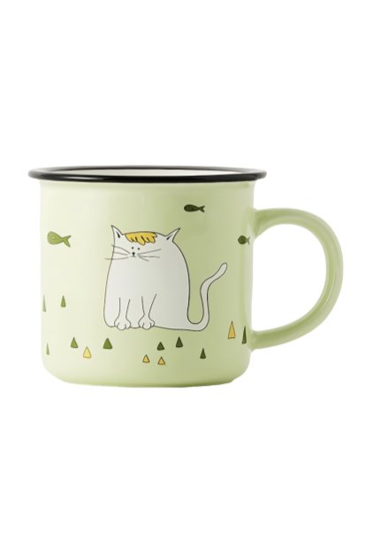 Green Cat MugPorcelain / Ceramic