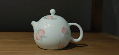 Hand - made Famille Rose Peach Teaware for TwoPorcelain / Ceramic