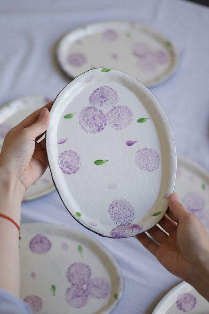 Handcrafted Blossom Oval PlatePorcelain / Ceramic