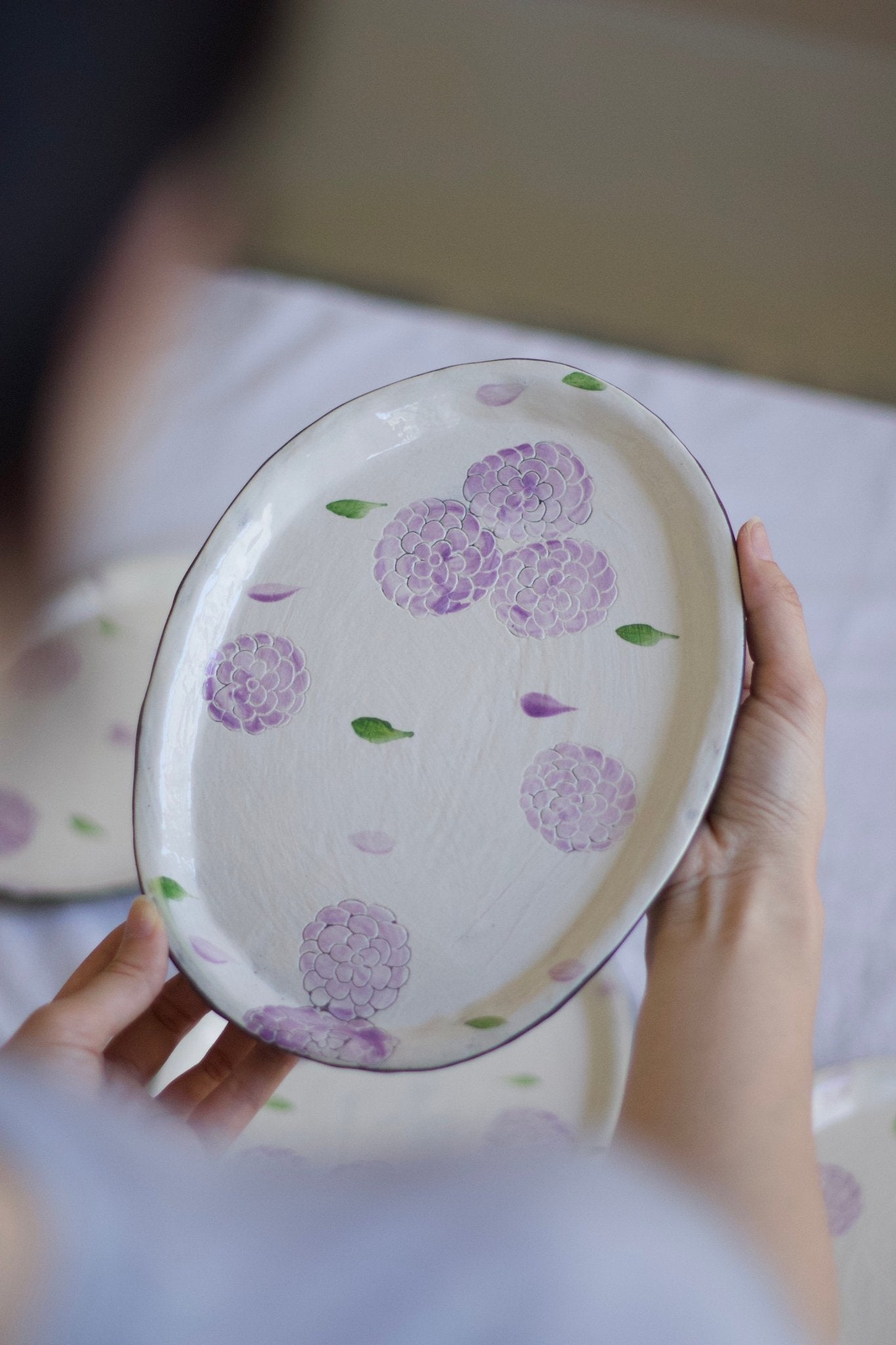 Handcrafted Blossom Oval PlatePorcelain / Ceramic