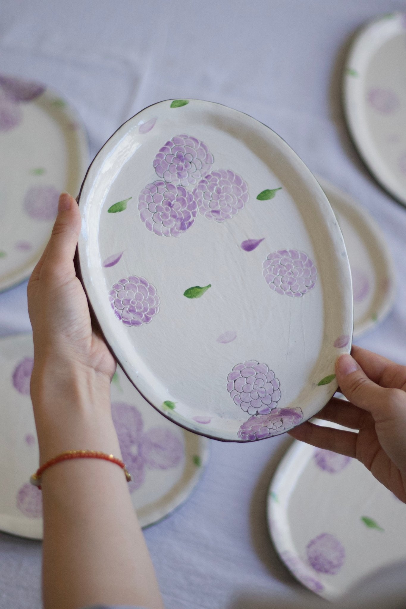 Handcrafted Blossom Oval PlatePorcelain / Ceramic