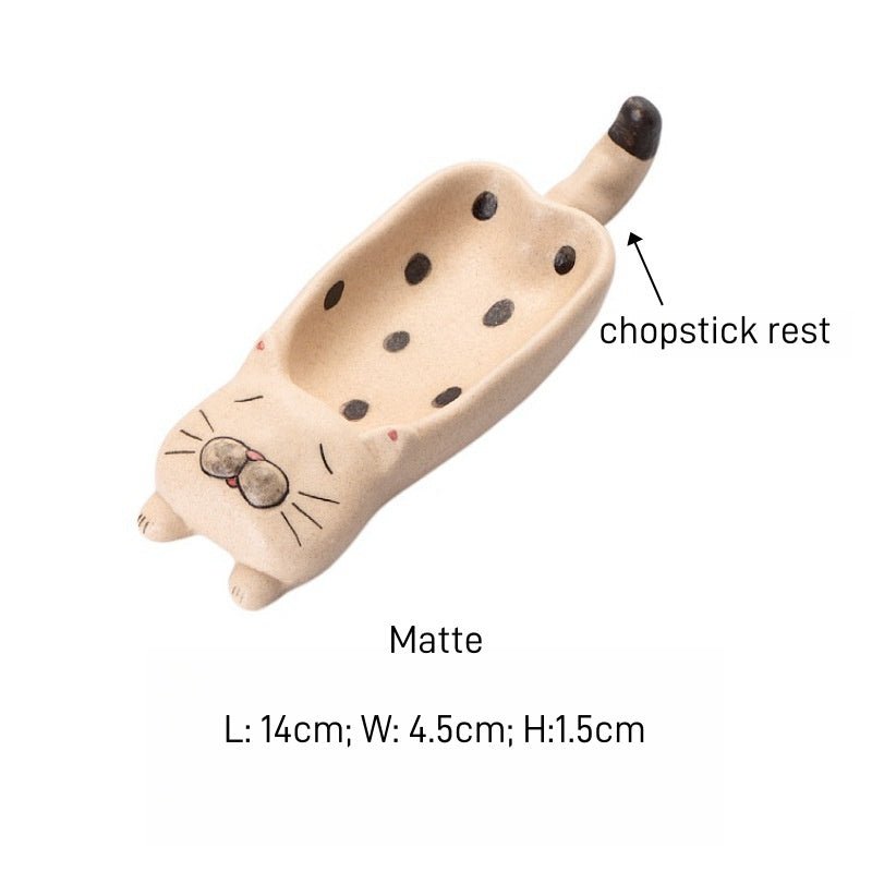 Handmade Jingdezhen Cat Sauce DishCoarse Pottery