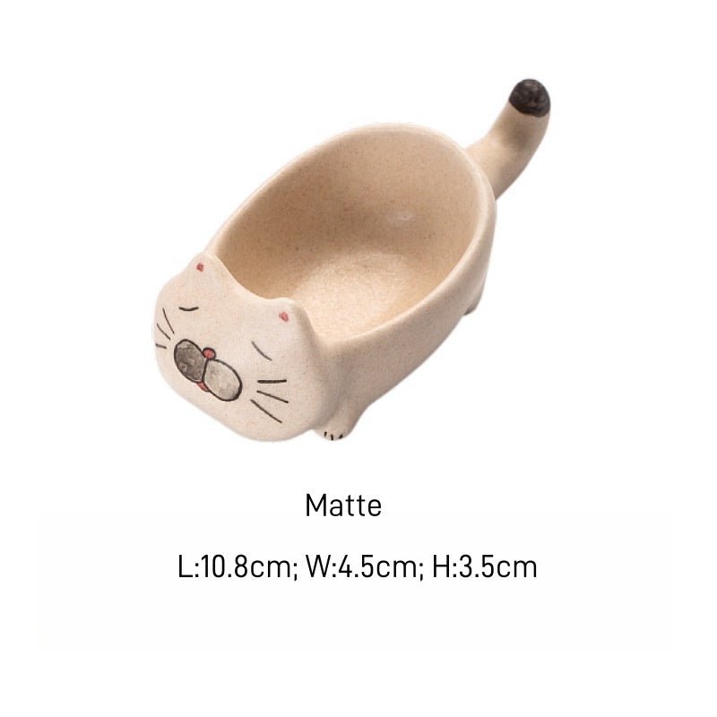 Handmade Jingdezhen Cat Sauce DishCoarse Pottery