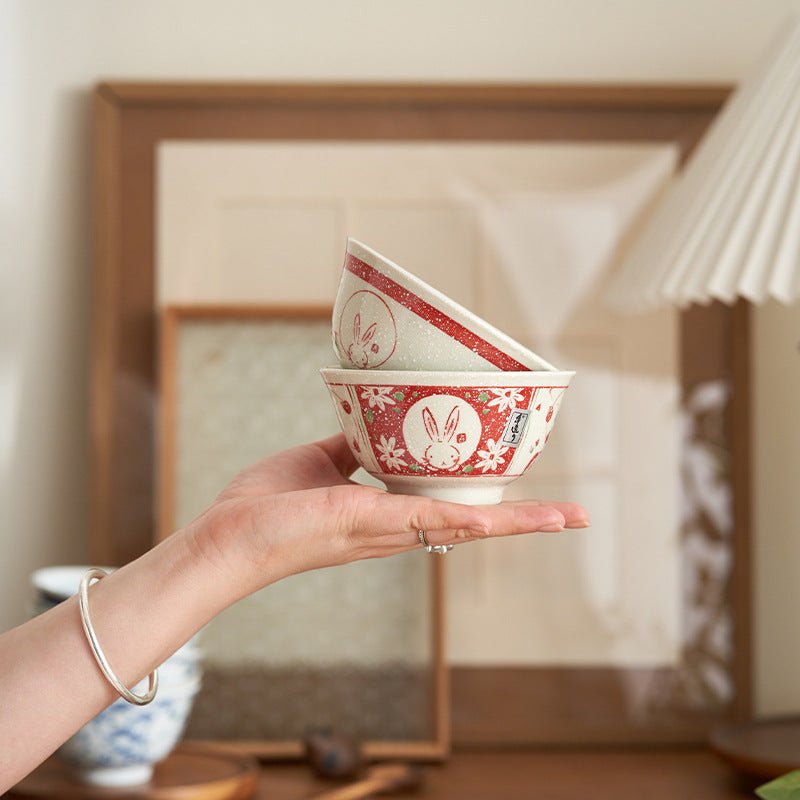 Japanese - style rice bowl / Gift box set of FivePorcelain / Ceramic