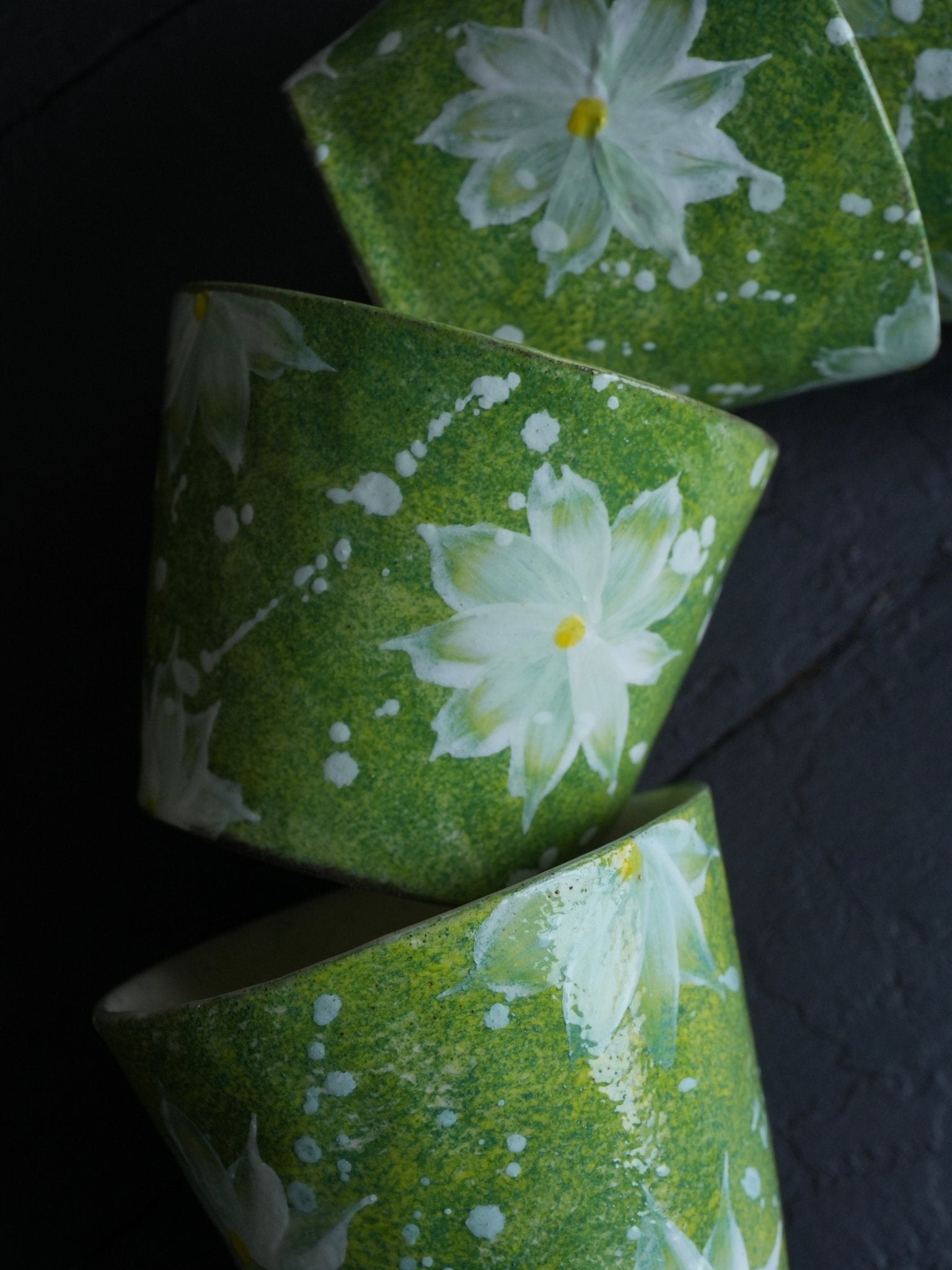 Lime Blossom Hand - Painted CupPorcelain / Ceramic