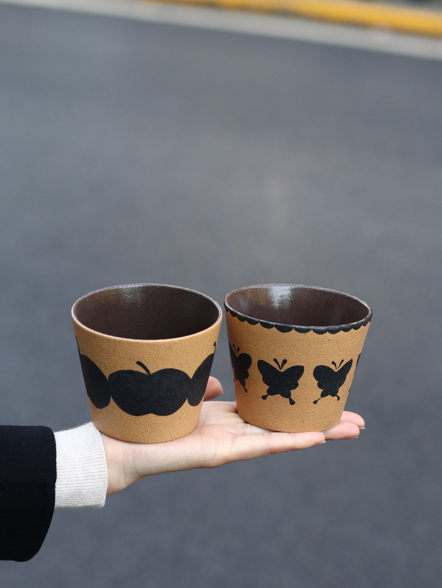 Midnight Apple Hand - Painted CupCoarse Pottery