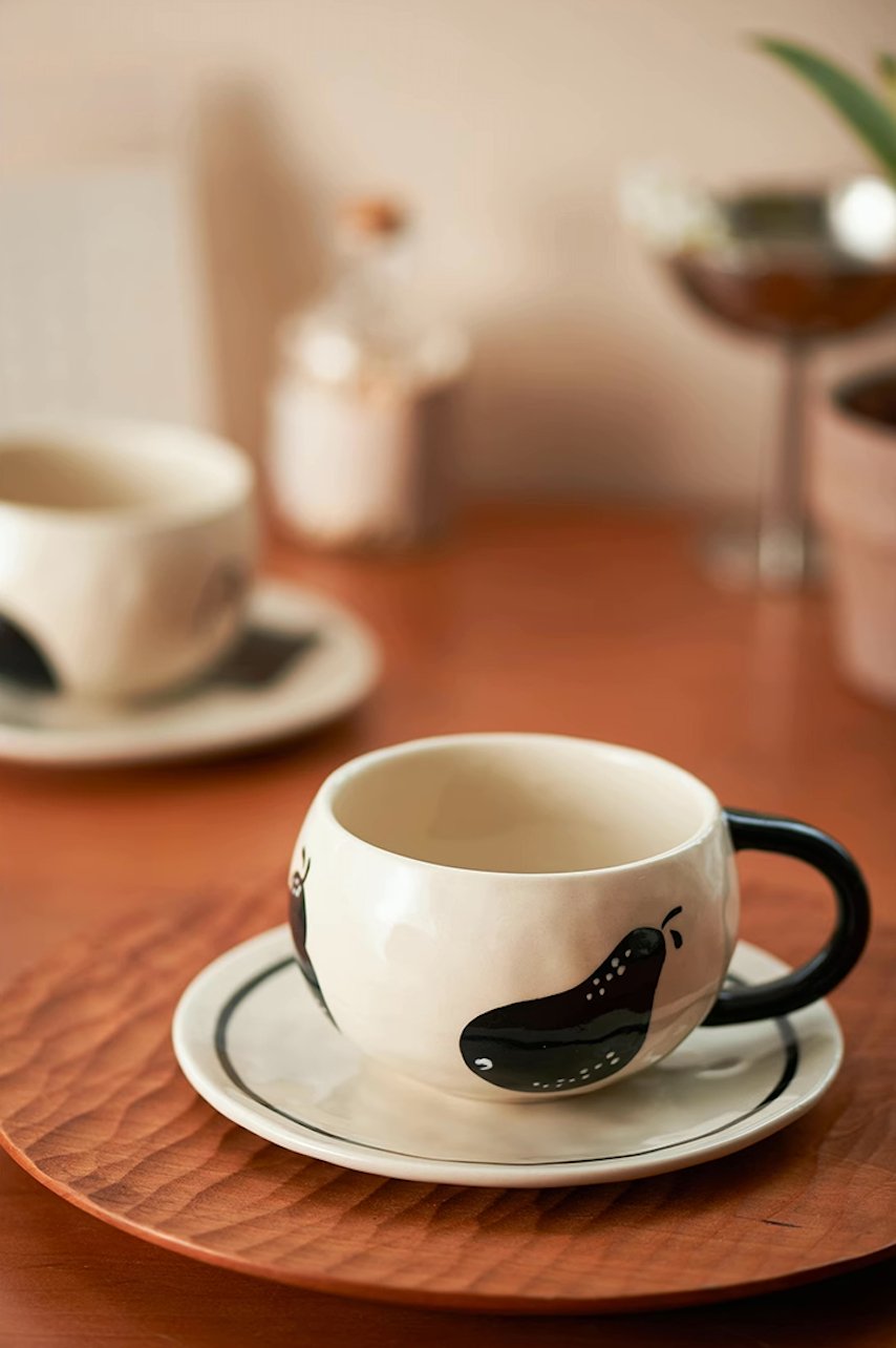 Pear Mug and Saucer SetPorcelain / Ceramic