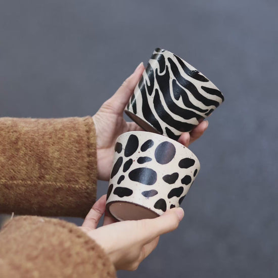 Zebra Stripe Hand-Thrown Ceramic Cup