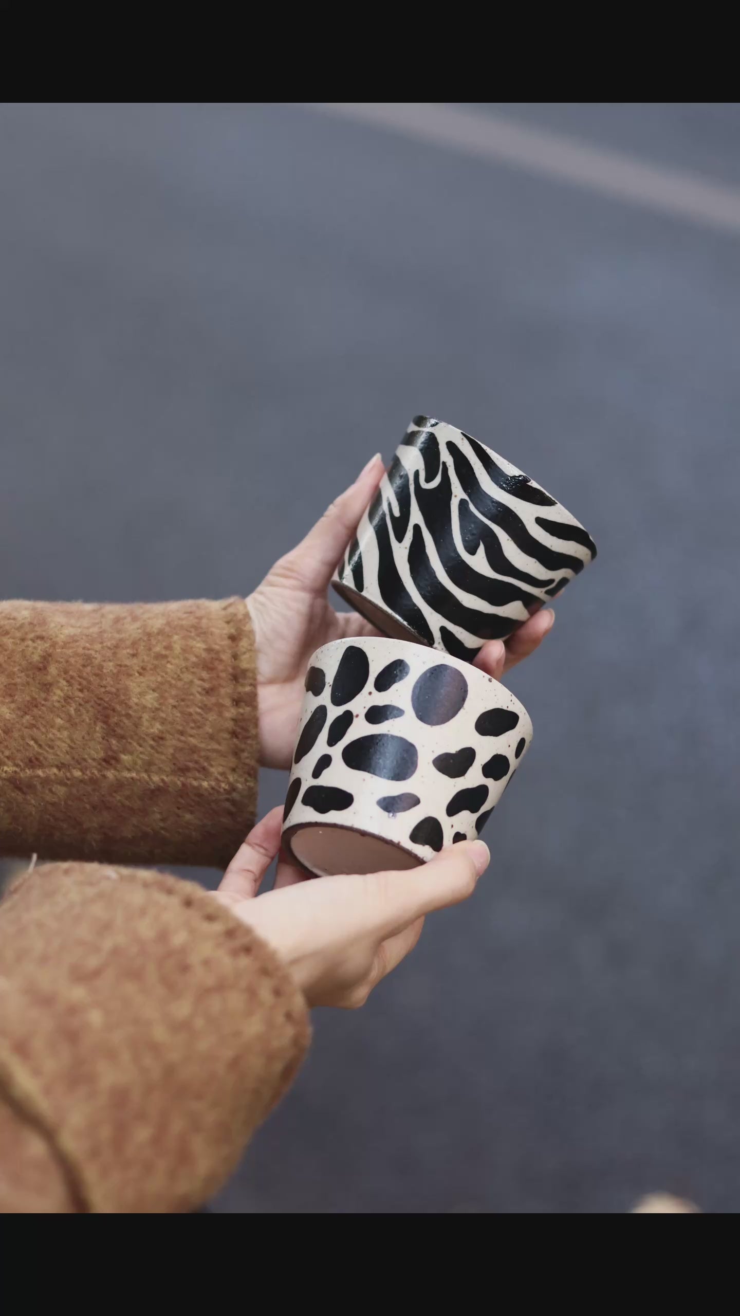 Zebra Stripe Hand-Thrown Ceramic Cup