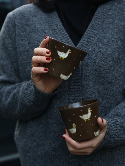 Snow Duck Handmade Ceramic CupCoarse Pottery