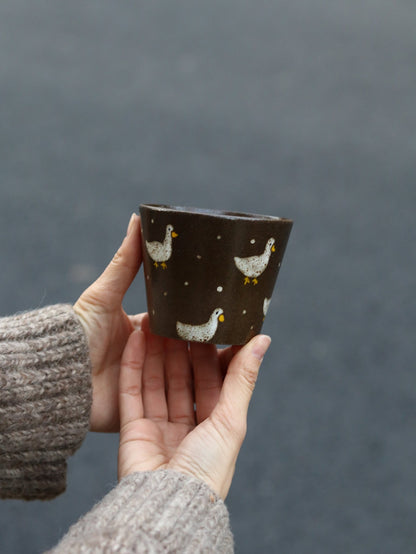 Snow Duck Handmade Ceramic CupCoarse Pottery
