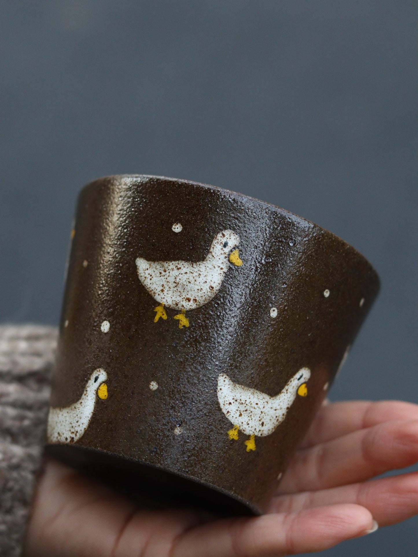 Snow Duck Handmade Ceramic CupCoarse Pottery