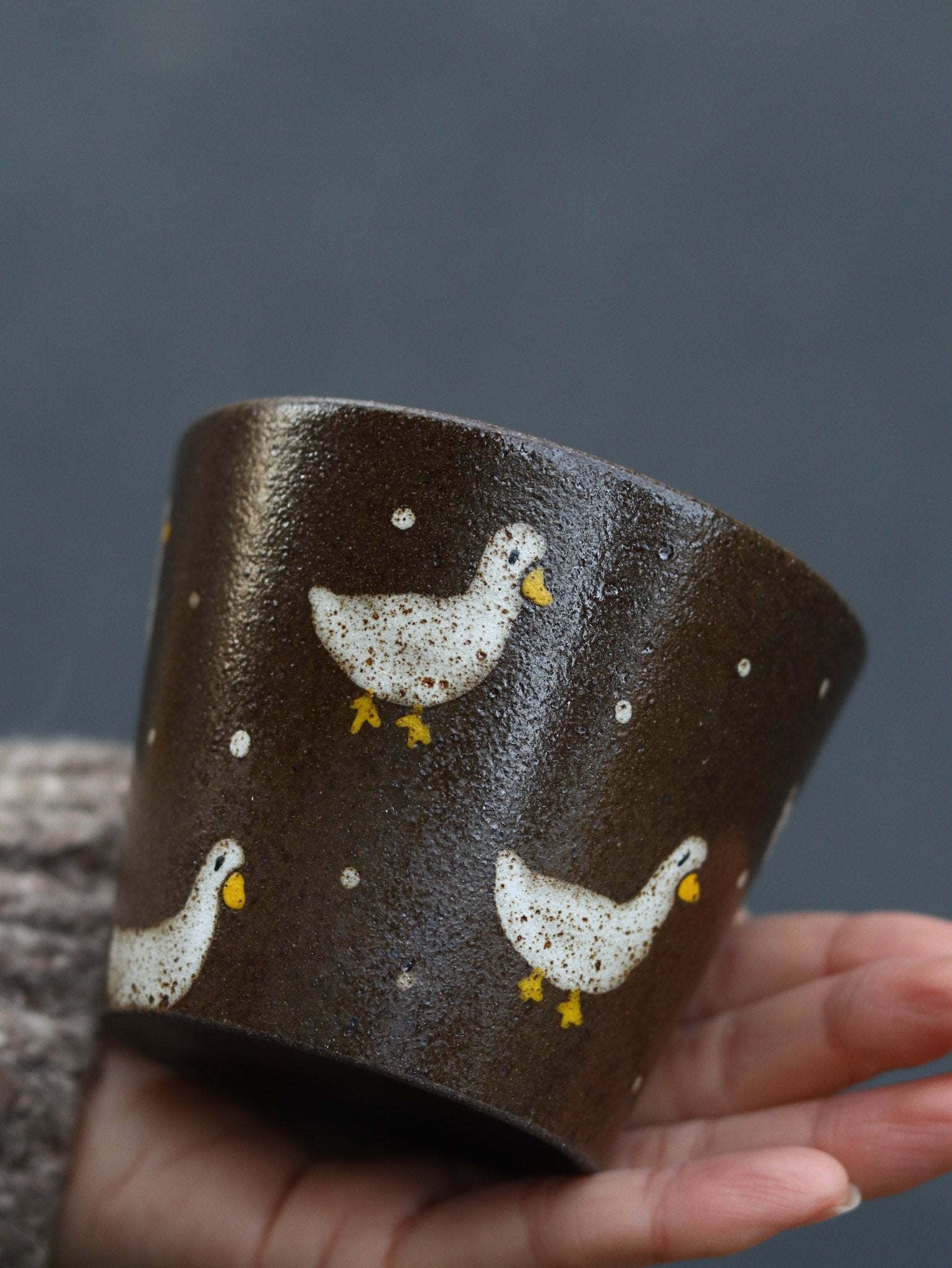 Snow Duck Handmade Ceramic CupCoarse Pottery
