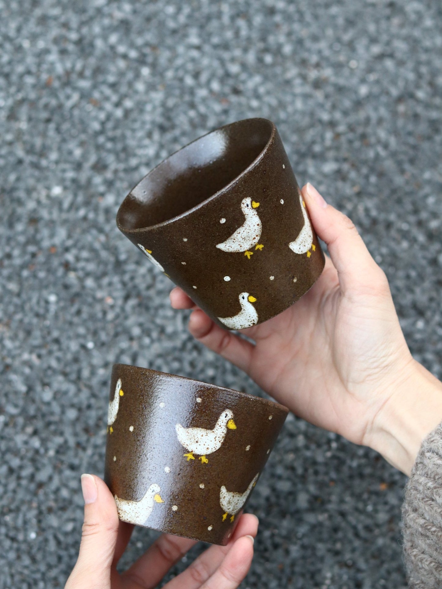 Snow Duck Handmade Ceramic CupCoarse Pottery