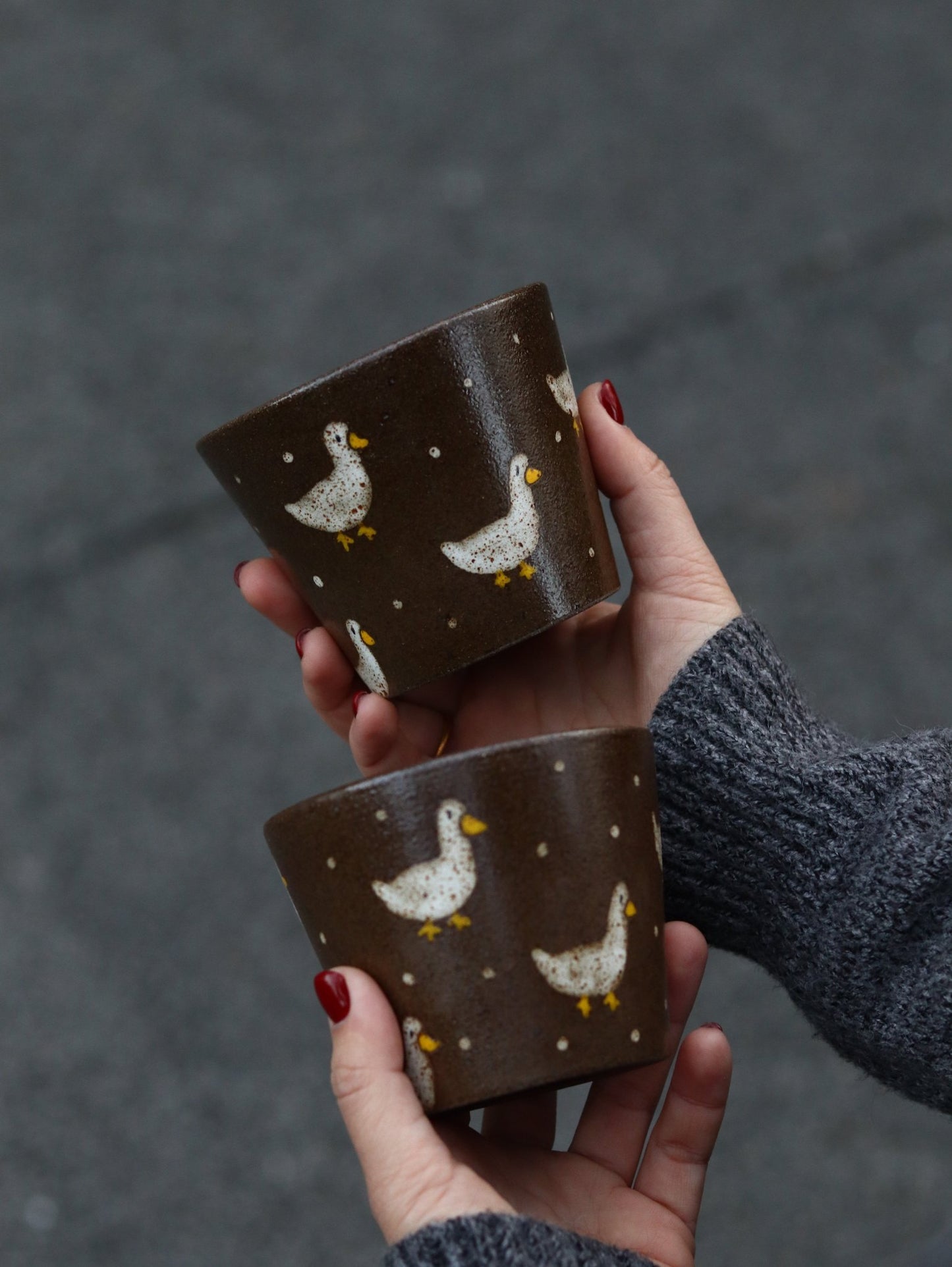 Snow Duck Handmade Ceramic CupCoarse Pottery