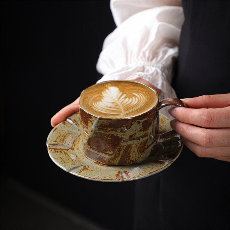 Stoneware Coffee Cup and Saucer SetCoarse Pottery