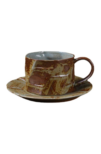 Stoneware Coffee Cup and Saucer SetCoarse Pottery