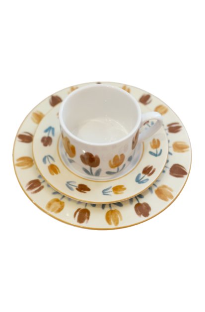 Tulip Mug and Saucer Set - BrownPorcelain / Ceramic