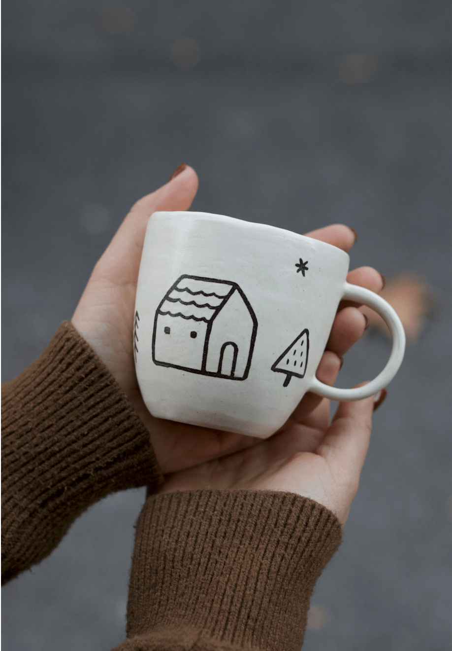 White House Hand - Pinched Inlay Mug X MojiangCoarse Pottery