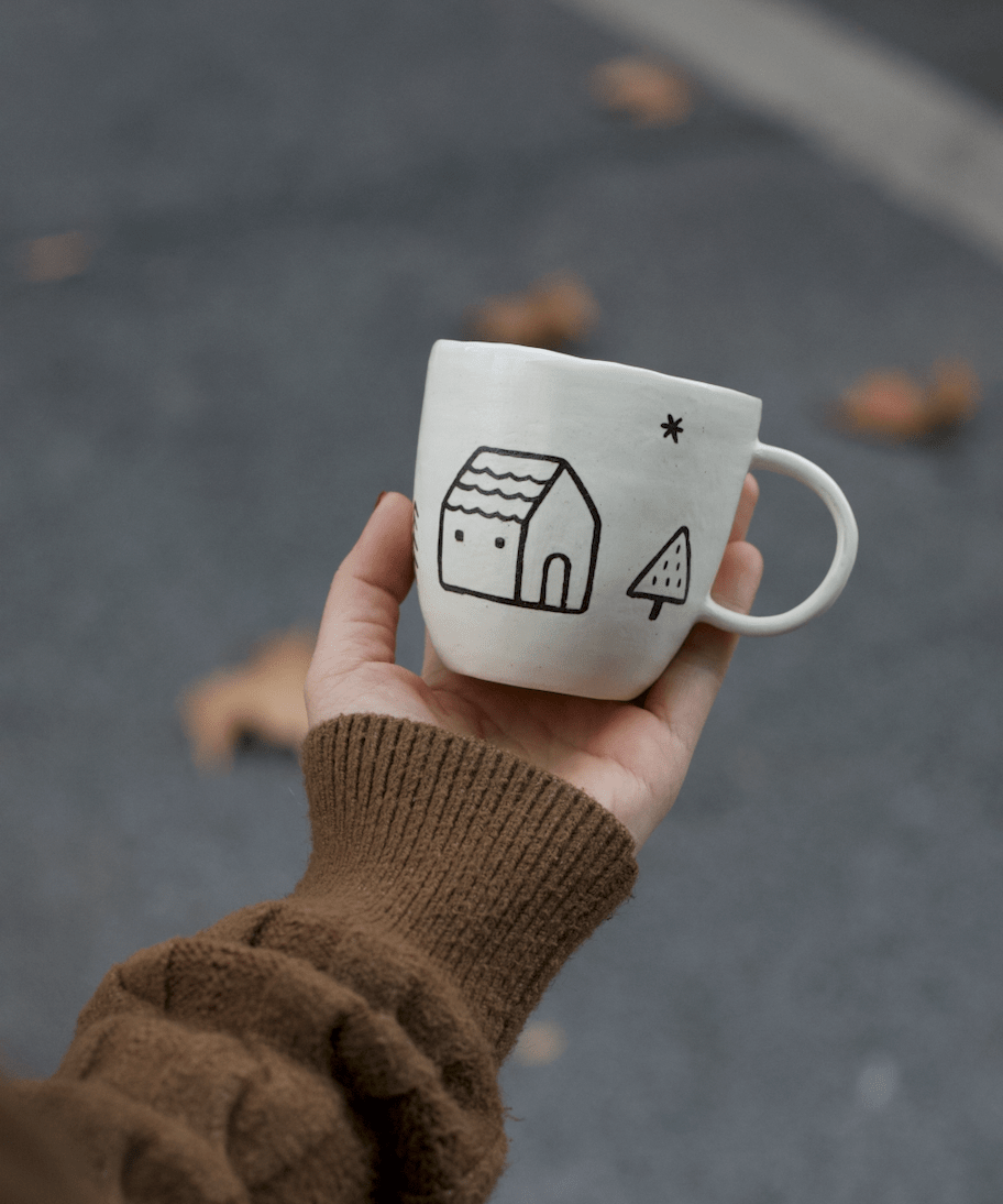 White House Hand - Pinched Inlay Mug X MojiangCoarse Pottery