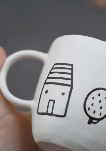 White House Hand - Pinched Inlay Mug X MojiangCoarse Pottery