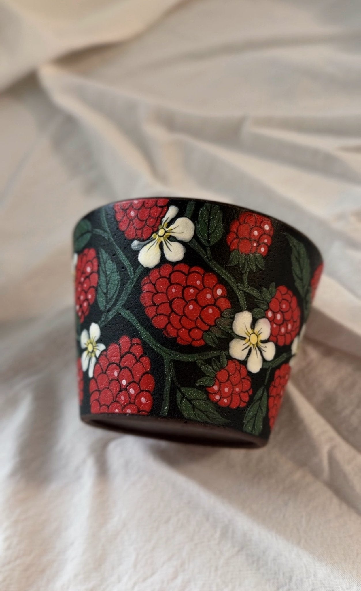 Wild Raspberry Bloom Cup & Saucer Set X QiuCoarse Pottery