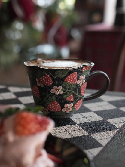 Wild Strawberry Hand-Painted Mug X QiuCoarse Pottery