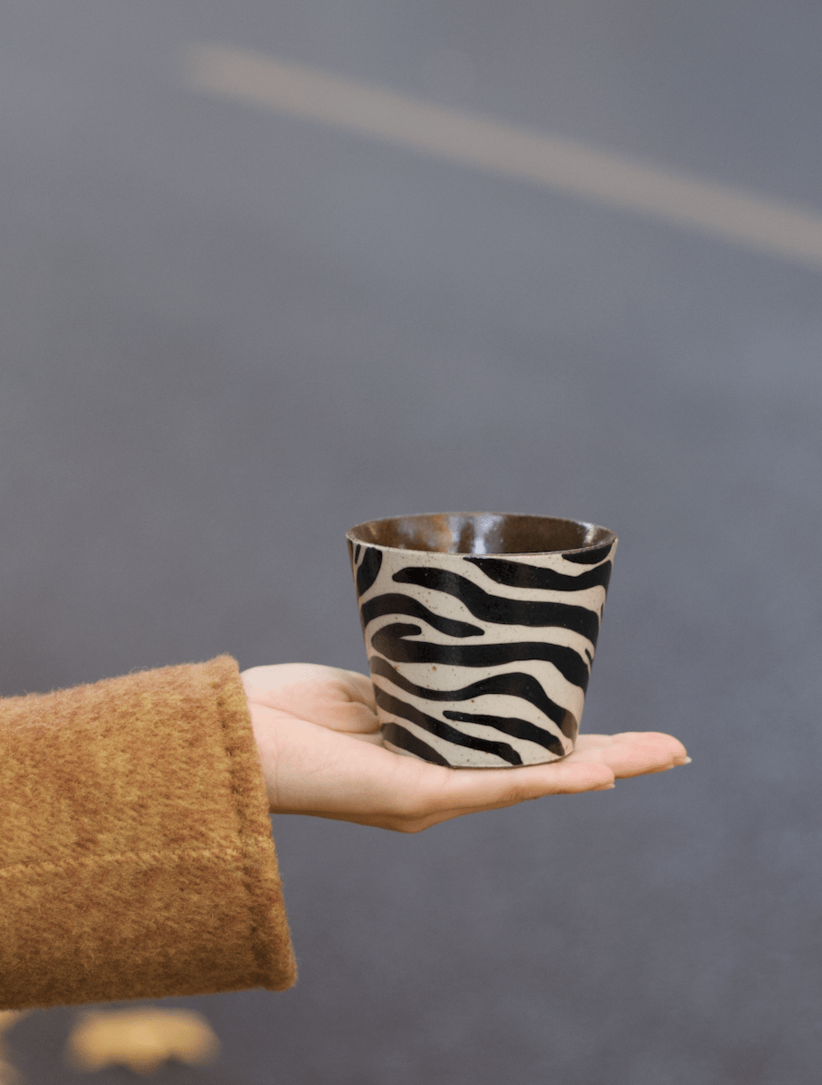 Zebra Stripe Hand - Thrown Ceramic CupCoarse Pottery