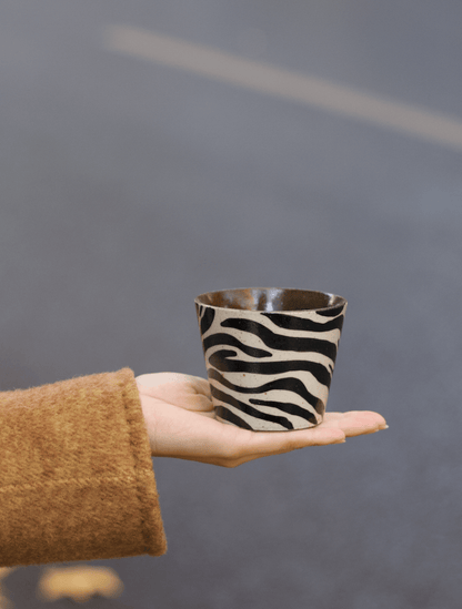 Zebra Stripe Hand - Thrown Ceramic CupCoarse Pottery