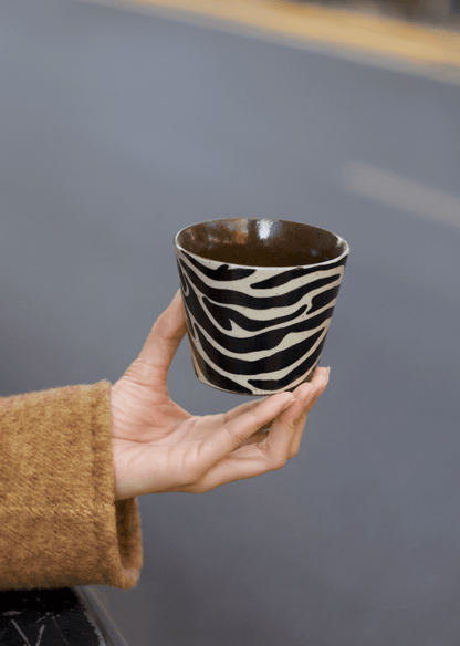 Zebra Stripe Hand - Thrown Ceramic CupCoarse Pottery